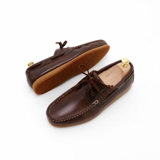 No. 2 - รองเท้าหนังผู้ชาย BROWN STONE รุ่น The Punter's Boat Shoes Oil Leather Brandy Brown - 3