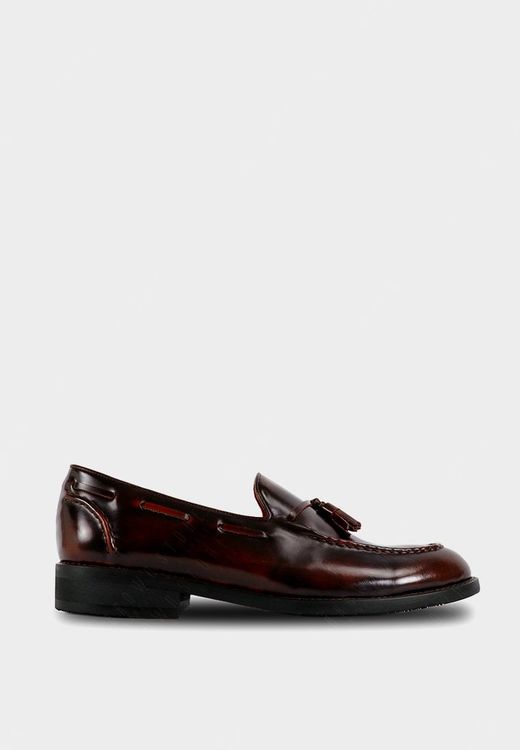 No. 7 - รองเท้าหนังผู้ชาย แบรนด์ไทย รุ่น Velvet Tassel Loafers Moc Toe Burgundy - 6