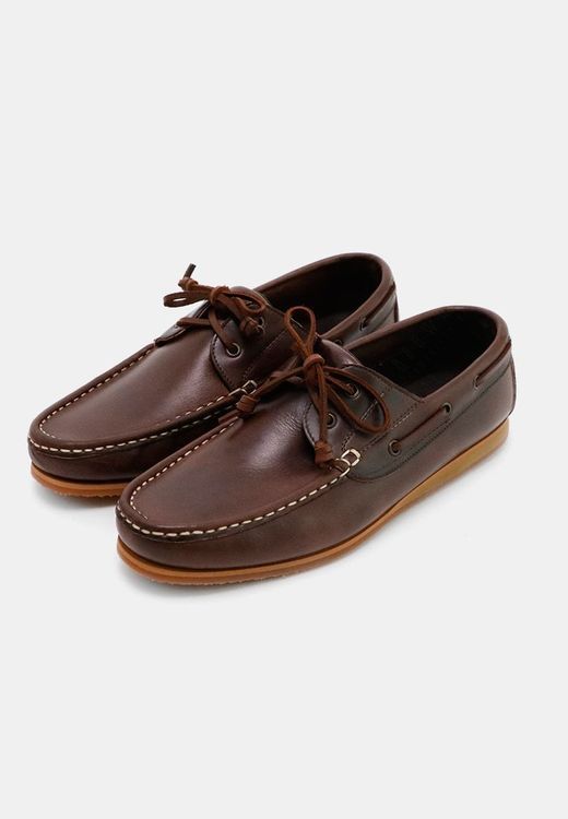 No. 2 - รองเท้าหนังผู้ชาย BROWN STONE รุ่น The Punter's Boat Shoes Oil Leather Brandy Brown - 1
